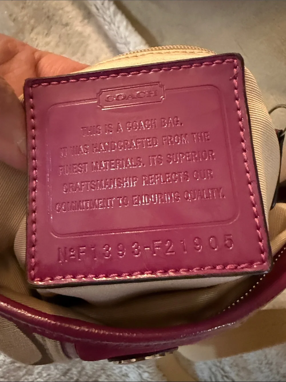 Authentic Coach Khaki/brown/fuchsia crossbody with cram shoulder strap